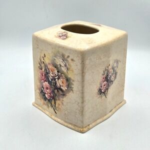 Athena Pottery Roseland Ceramic Tissue Box Cover Shabby Chic Cottage Core